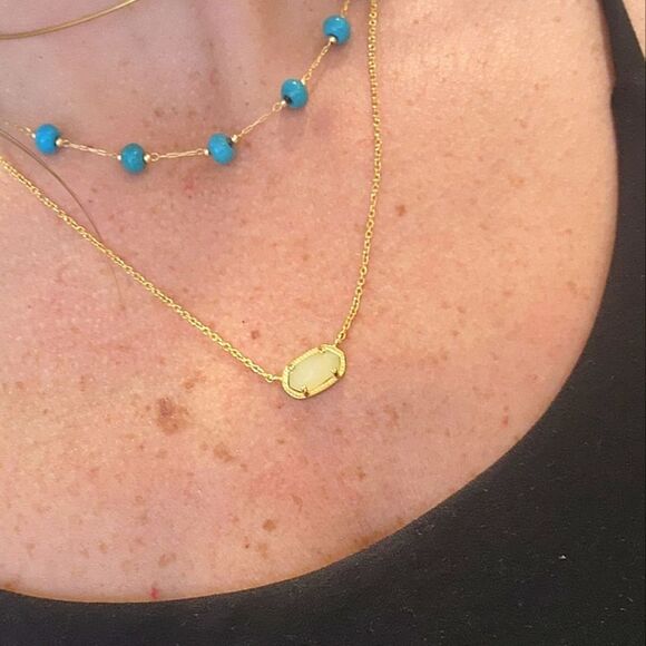 Gold and Prehnite Green Pendant Necklace - Picture 1 of 5